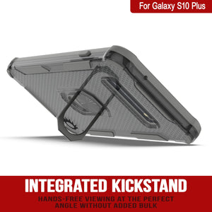 Étui Punkcase Galaxy S10 Plus [Série Magnetix 2.0] Coque transparente protectrice en TPU avec béquille [Gris]