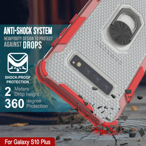 Étui Punkcase Galaxy S10 Plus [Série Magnetix 2.0] Coque transparente protectrice en TPU avec support [Rouge]