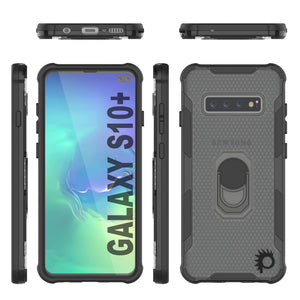Coque Punkcase pour Galaxy S10 Plus [Série Magnetix 2.0] Coque TPU transparente de protection avec béquille [Noire]