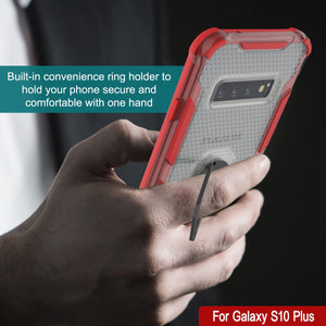 Étui Punkcase Galaxy S10 Plus [Série Magnetix 2.0] Coque transparente protectrice en TPU avec support [Rouge]