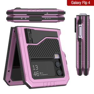 Étui en métal Galaxy Z Flip4, résistant aux chocs de qualité militaire, couverture intégrale rigide [rose]