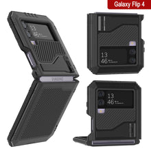 Load image into Gallery viewer, Coque en métal Galaxy Z Flip4, étui robuste de qualité militaire, protection totale du corps en dur [noir].
