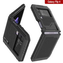 Load image into Gallery viewer, Coque en métal Galaxy Z Flip4, étui robuste de qualité militaire, protection totale du corps en dur [noir].
