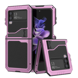 Étui en métal Galaxy Z Flip4, résistant aux chocs de qualité militaire, couverture intégrale rigide [rose]