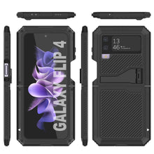 Load image into Gallery viewer, Coque en métal Galaxy Z Flip4, étui robuste de qualité militaire, protection totale du corps en dur [noir].
