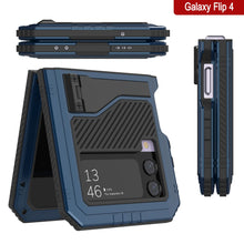 Load image into Gallery viewer, Coque en métal Galaxy Z Flip4, étui robuste en armure de qualité militaire, couverture intégrale rigide [bleu].
