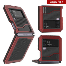 Load image into Gallery viewer, Étui en métal Galaxy Z Flip4, coque robuste de qualité militaire, intégrale, rigide [rouge]
