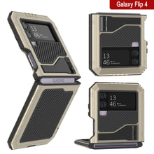 Load image into Gallery viewer, Coque en métal Galaxy Z Flip4, étui robuste de qualité militaire, couverture intégrale rigide [Or].
