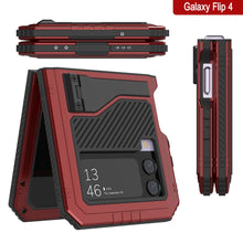 Load image into Gallery viewer, Étui en métal Galaxy Z Flip4, coque robuste de qualité militaire, intégrale, rigide [rouge]
