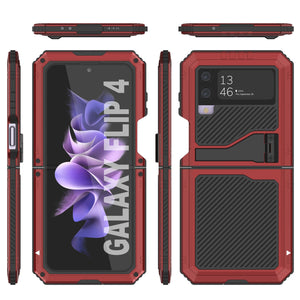 Étui en métal Galaxy Z Flip4, coque robuste de qualité militaire, intégrale, rigide [rouge]