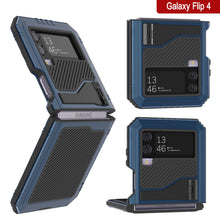 Load image into Gallery viewer, Coque en métal Galaxy Z Flip4, étui robuste en armure de qualité militaire, couverture intégrale rigide [bleu].
