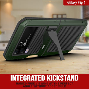 Étui en métal Galaxy Z Flip4, couverture robuste de qualité militaire, corps complet dur [vert foncé]