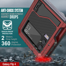 Load image into Gallery viewer, Étui en métal Galaxy Z Flip4, coque robuste de qualité militaire, intégrale, rigide [rouge]
