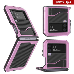 Étui en métal Galaxy Z Flip4, résistant aux chocs de qualité militaire, couverture intégrale rigide [rose]