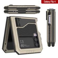 Load image into Gallery viewer, Coque en métal Galaxy Z Flip4, étui robuste de qualité militaire, couverture intégrale rigide [Or].
