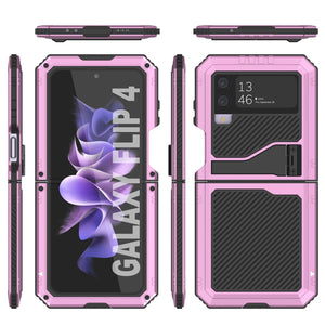 Étui en métal Galaxy Z Flip4, résistant aux chocs de qualité militaire, couverture intégrale rigide [rose]