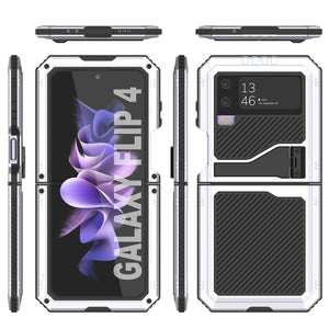 Étui en métal Galaxy Z Flip4, coque robuste de qualité militaire, protection intégrale robuste [blanche]