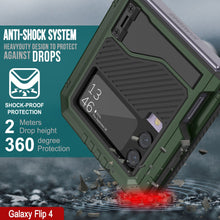 Load image into Gallery viewer, Étui en métal Galaxy Z Flip4, couverture robuste de qualité militaire, corps complet dur [vert foncé]
