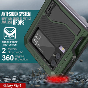 Étui en métal Galaxy Z Flip4, couverture robuste de qualité militaire, corps complet dur [vert foncé]