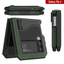 Load image into Gallery viewer, Étui en métal Galaxy Z Flip4, couverture robuste de qualité militaire, corps complet dur [vert foncé]
