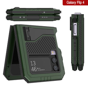 Étui en métal Galaxy Z Flip4, couverture robuste de qualité militaire, corps complet dur [vert foncé]