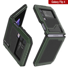 Load image into Gallery viewer, Étui en métal Galaxy Z Flip4, couverture robuste de qualité militaire, corps complet dur [vert foncé]
