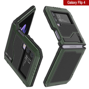 Étui en métal Galaxy Z Flip4, couverture robuste de qualité militaire, corps complet dur [vert foncé]