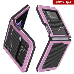 Étui en métal Galaxy Z Flip4, résistant aux chocs de qualité militaire, couverture intégrale rigide [rose]