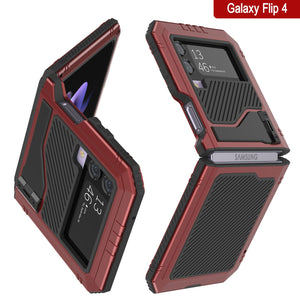 Étui en métal Galaxy Z Flip4, coque robuste de qualité militaire, intégrale, rigide [rouge]