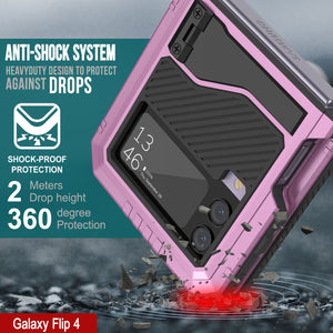 Étui en métal Galaxy Z Flip4, résistant aux chocs de qualité militaire, couverture intégrale rigide [rose]