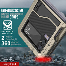 Load image into Gallery viewer, Coque en métal Galaxy Z Flip4, étui robuste de qualité militaire, couverture intégrale rigide [Or].
