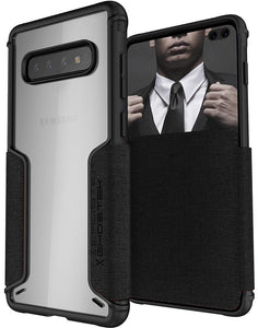 Étui portefeuille pour Galaxy S10+ Plus | Série Exec 3 [Noir]