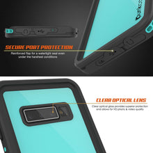Load image into Gallery viewer, Coque étanche Galaxy A10e PunkCase StudStar Teal fine 6,6 pieds, résistante à l'eau jusqu'à une profondeur de 6,6 pieds, certifiée IP68, résistante aux chocs/neige.
