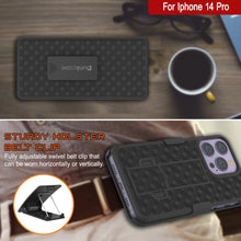 Load image into Gallery viewer, Coque iPhone 15 Pro avec protection d&#39;écran en verre trempé, clip de ceinture de holster et support intégré [Blanc]
