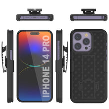 Load image into Gallery viewer, Coque pour iPhone 15 Pro avec protecteur d&#39;écran en verre trempé, clip ceinture holster et pied intégré [vert]
