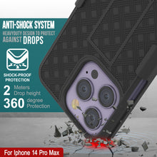 Charger l&#39;image dans la galerie, Coque iPhone 15 Pro Max avec protecteur d&#39;écran en verre trempé, clip de ceinture Holster et béquille intégrée [Bleu]
