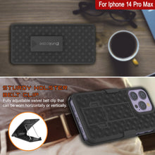 Charger l&#39;image dans la galerie, Coque iPhone 15 Pro Max avec protecteur d&#39;écran en verre trempé, clip de ceinture pour étui et béquille intégrée [Rouge].
