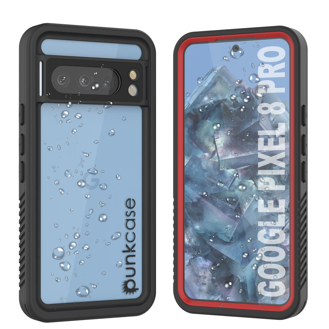 Étui étanche Google Pixel 8 Pro, Punkcase [Série Extreme] Coque de protection avec protecteur d'écran intégré [Rouge]