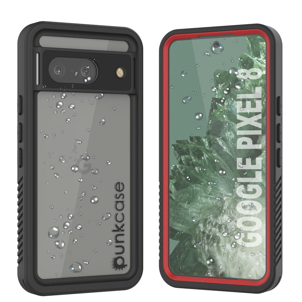 Étui étanche Google Pixel 8, Punkcase [Série Extreme] Coque blindée avec protecteur d'écran intégré [Rouge]