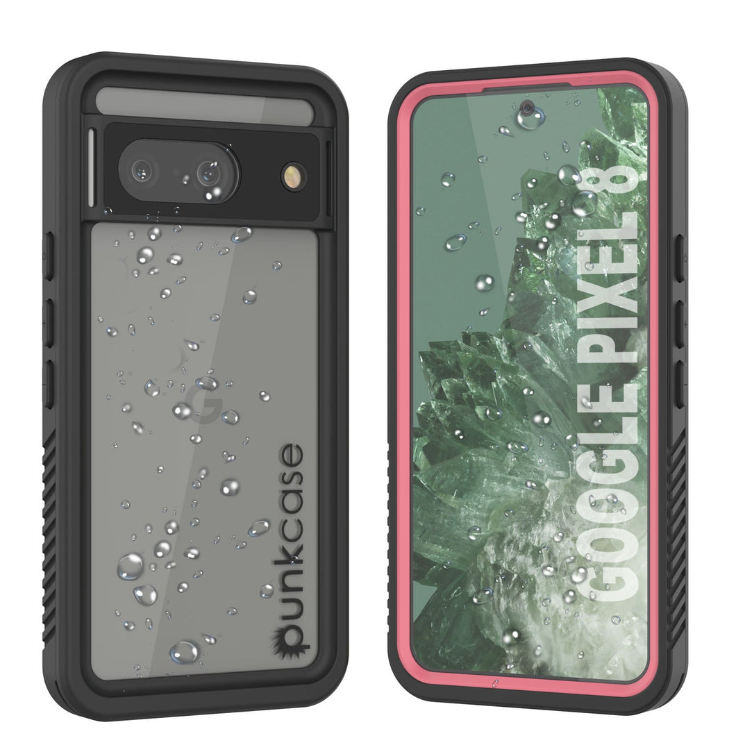 Étui imperméable Google Pixel 8, Punkcase [Série Extreme] Coque de protection avec protecteur d'écran intégré [Rose]