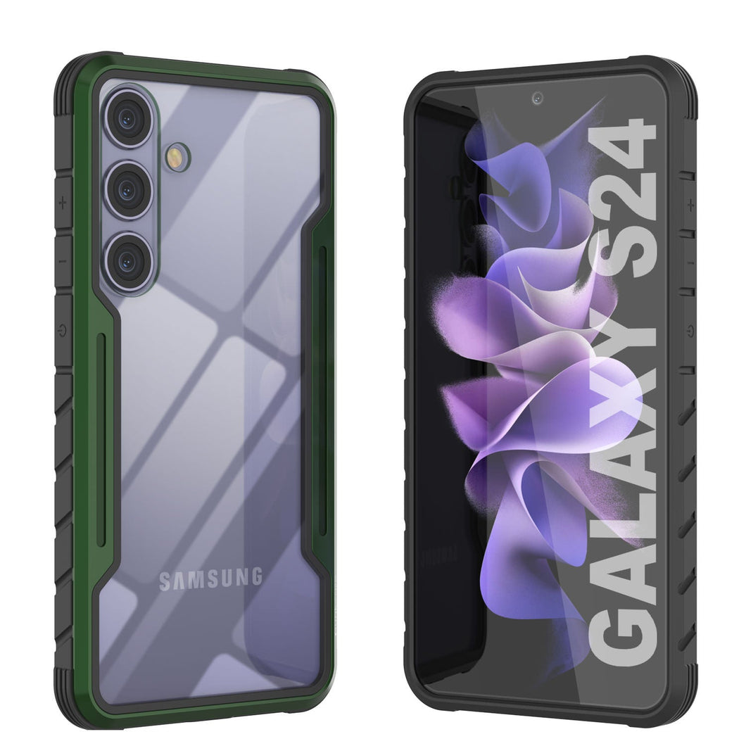 Coque de protection Punkcase S24 Armor Stealth résistante, de qualité militaire, à plusieurs couches [Vert foncé]