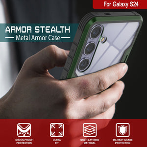 Coque de protection Punkcase S24 Armor Stealth résistante, de qualité militaire, à plusieurs couches [Vert foncé]