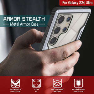 Coque de protection Punkcase S24 Ultra Armor Stealth, de qualité militaire, à plusieurs couches, couleur blanche.