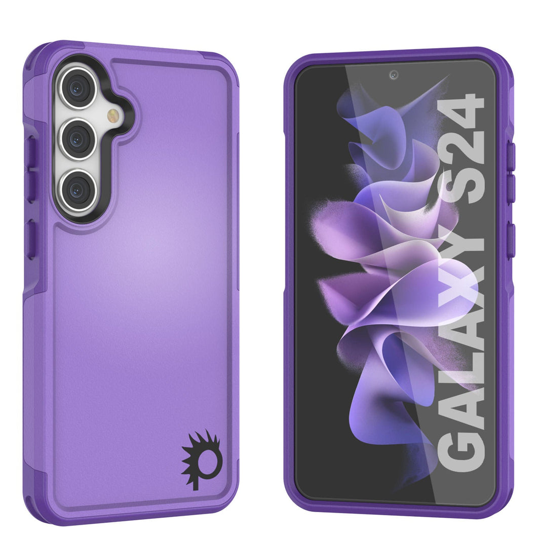 Étui PunkCase Galaxy S24, Série Spartan 2.0, Couverture Claire Robuste et Résistante [Violet]