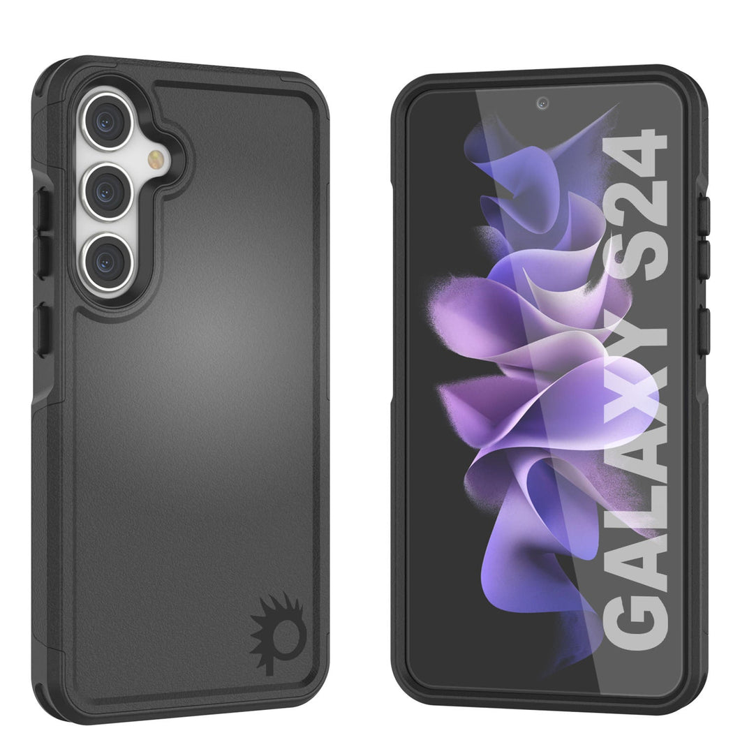 Étui PunkCase Galaxy S24, [Série Spartan 2.0] Coque robuste transparente [Noir]