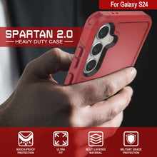 Charger l&#39;image dans la galerie, Étui PunkCase Galaxy S24, Série Spartan 2.0, transparent, robuste et résistant, couleur rouge.

