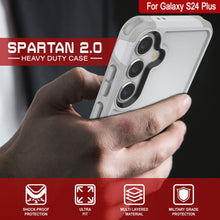 Load image into Gallery viewer, Étui PunkCase Galaxy S24+ Plus, série Spartan 2.0, couverture robuste transparente [blanche].
