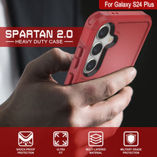 Charger l&#39;image dans la galerie, Coque PunkCase pour Galaxy S24+ Plus, Série Spartan 2.0, Couverture Robuste Transparente [Rouge]
