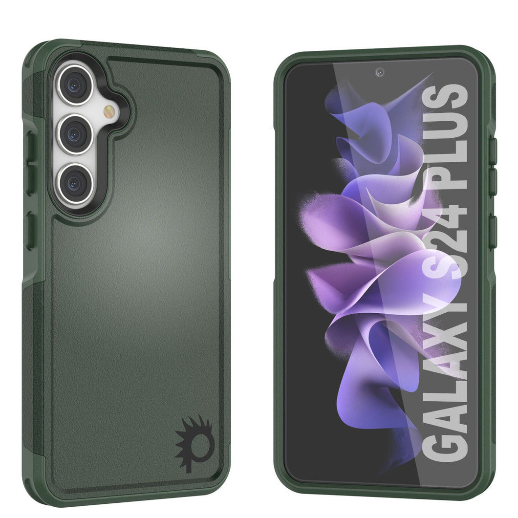 Étui PunkCase pour Galaxy S24+ Plus, [Série Spartan 2.0] Coque robuste et transparente [Vert foncé]