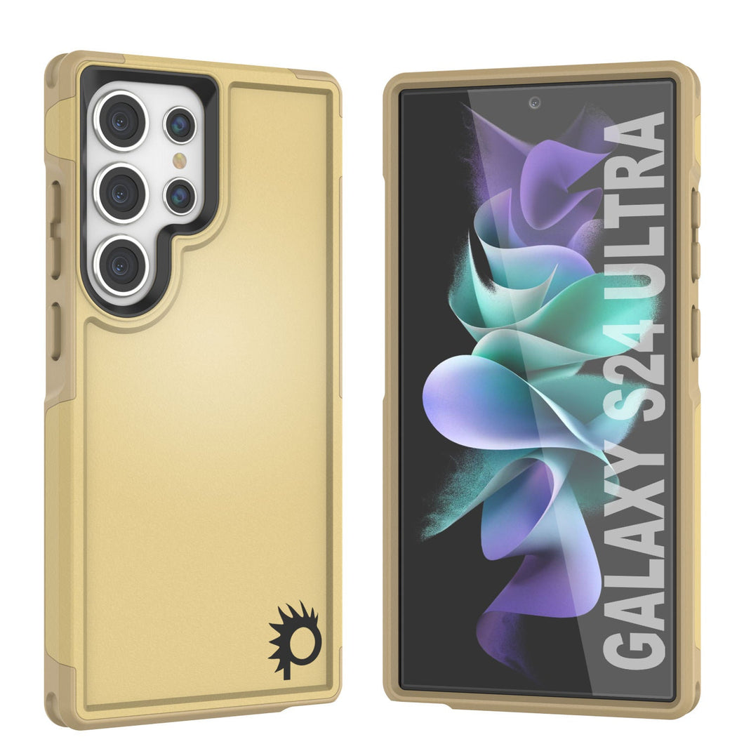 Coque PunkCase pour Samsung Galaxy S24 Ultra, série Spartan 2.0, transparente, robuste et résistante, jaune.